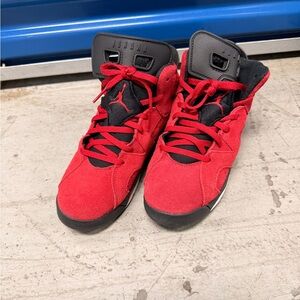 Jordan 6 Retro Toro Bravo Kids Vibrant Red and Black Sneakers
